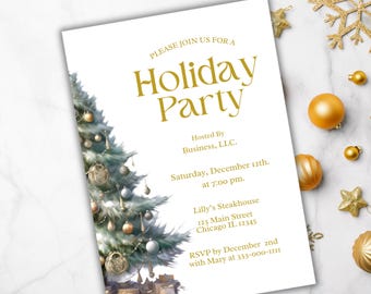 Editable Corporate Christmas Party Invitation, Holiday Party Invitation, Christmas Party Invitation, Holiday Invite, Company Christmas