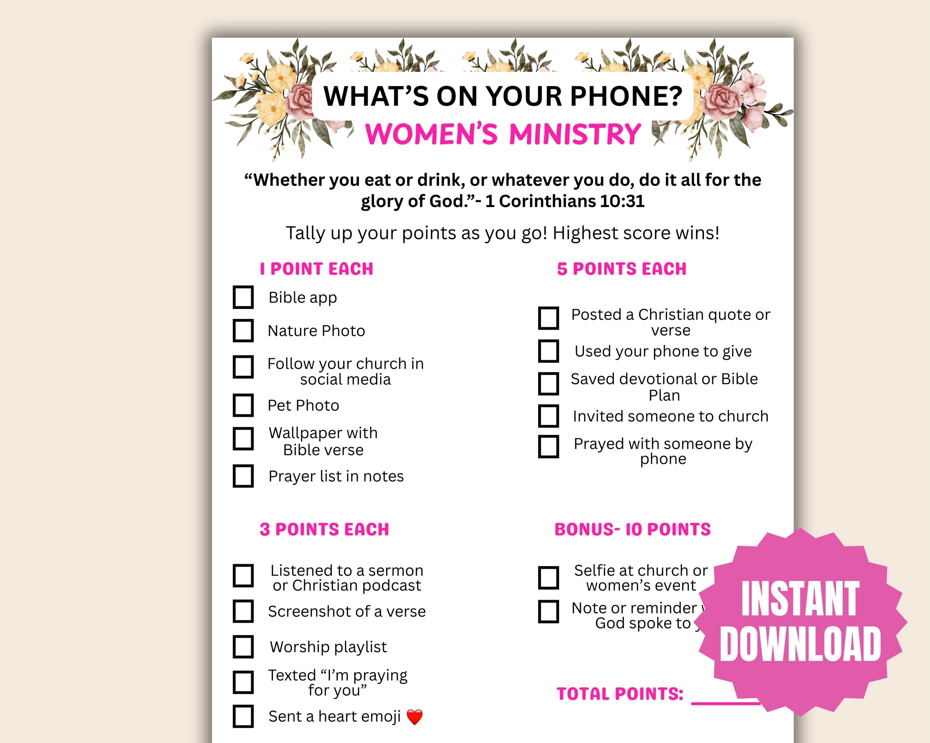 Womens Ministry What's on Your Phone Game, Women's Group Activity ...