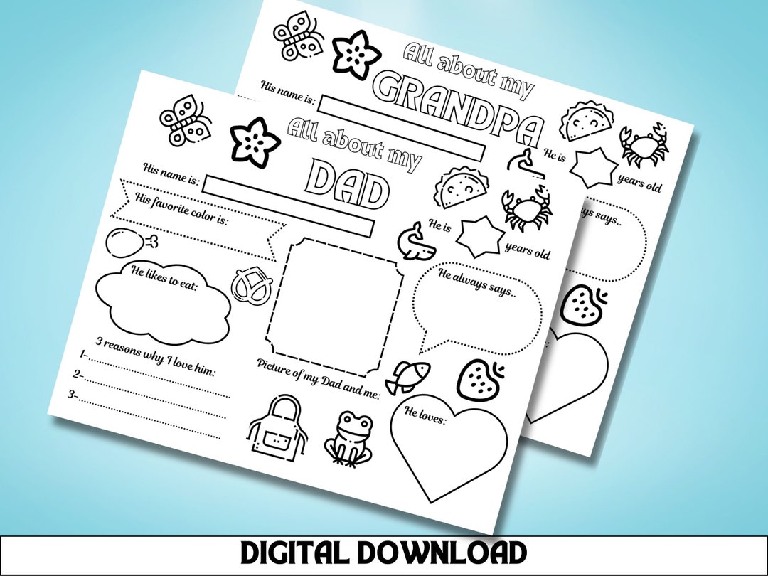 All About My Dad Worksheet, Father's Day Coloring Page, Fill in the ...