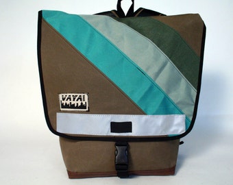 Long Cocoa Backpack with stripes in Shades of Green