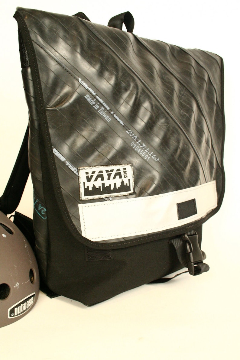 Recycled Bike Tube Backpack with Reinforced Bottom image 1