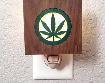 Cannabis Night light LED wall plug in, Pot leaf, Marijuana Hemp, all occasion gift.