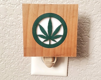 Cannabis Night light LED wall plug in, Pot leaf, Marijuana Hemp, all occasion gift.