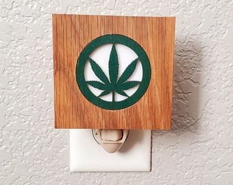 Cannabis Night light LED wall plug in, Pot leaf, Marijuana Hemp, all occasion gift.