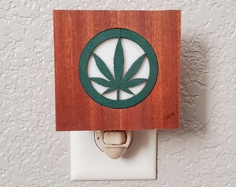 Cannabis Night light LED wall plug in, Pot leaf, Marijuana Hemp, all occasion gift.