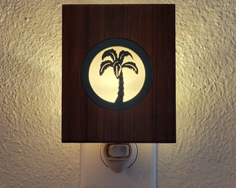 Night Light Plug In Wood Decor Palm Tree