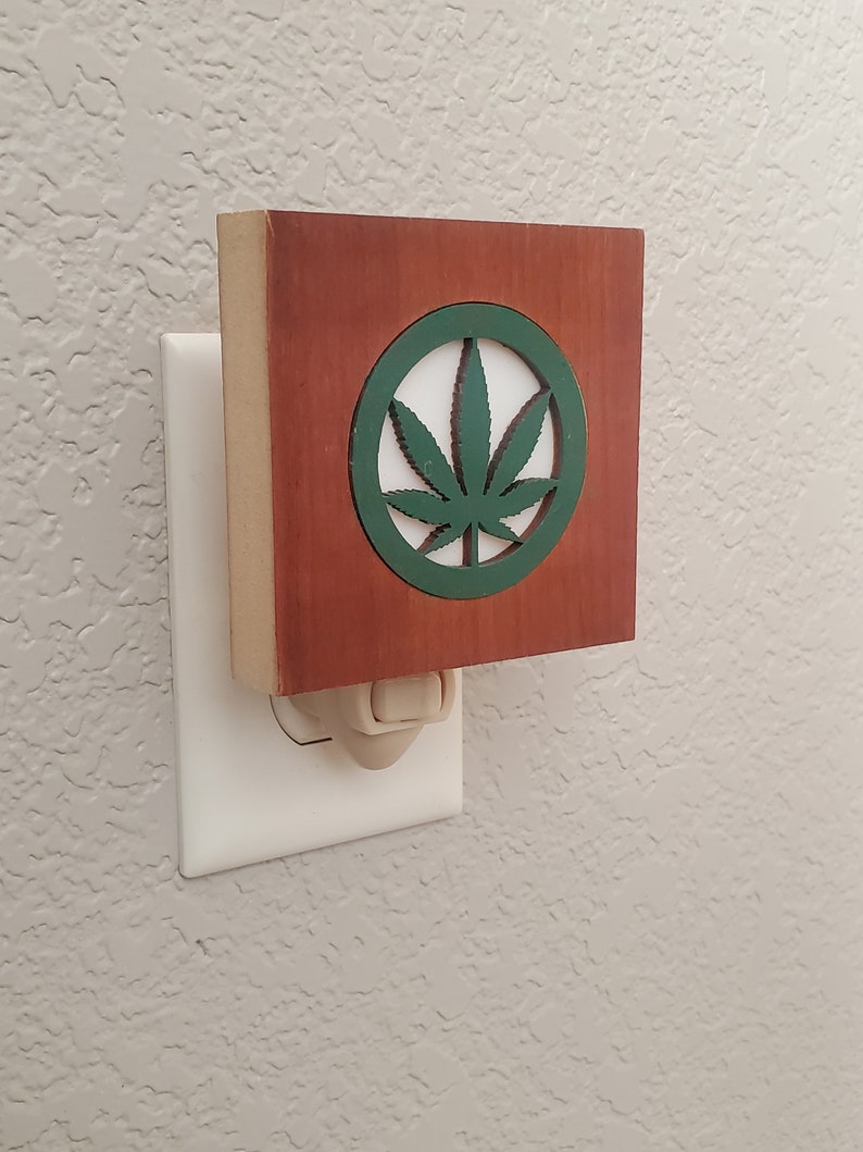 Cannabis Night light LED wall plug in, Pot leaf, Marijuana Hemp, all occasion gift. image 6