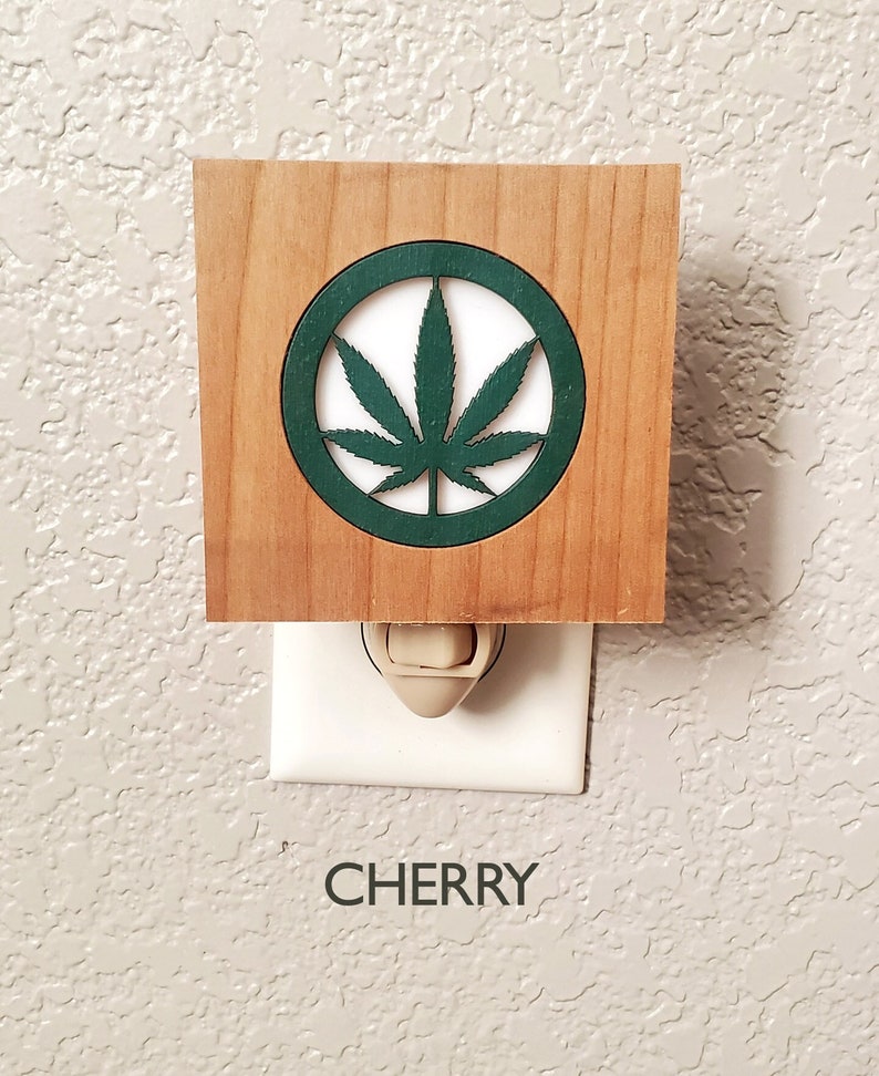 Cannabis Night light LED wall plug in, Pot leaf, Marijuana Hemp, all occasion gift. image 1