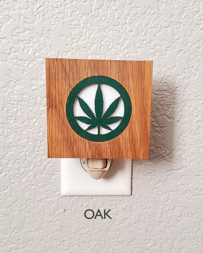 Cannabis Night light LED wall plug in, Pot leaf, Marijuana Hemp, all occasion gift. image 3