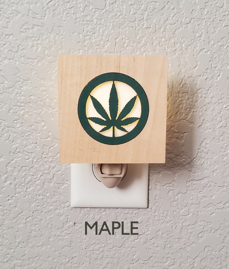 Cannabis Night light LED wall plug in, Pot leaf, Marijuana Hemp, all occasion gift. image 4