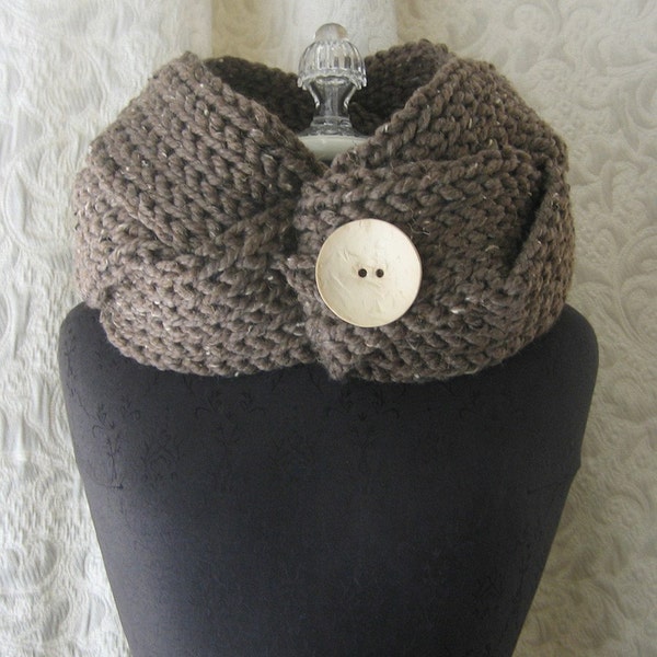Twist of Fate Cowl.  Wearable Fiber Art.  Mocha Brown.