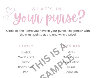 What's In Your Purse Bridal Shower Game Printable