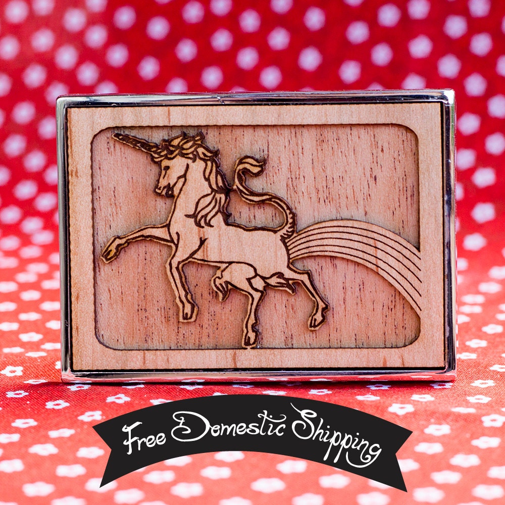 Download Unicorn And Rainbow Layered Wood Belt Buckle Etsy