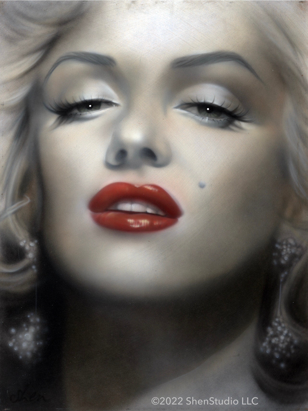 Marilyn Monroe Red Lips Print on Paper or Canvas by 