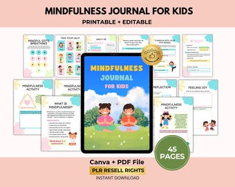 Diário de Mindfulness para Crianças, Regulação de Emoções, Exercícios sobre Raiva, Reflexão Diária, Canva + PDF, Direitos de Revenda PLR