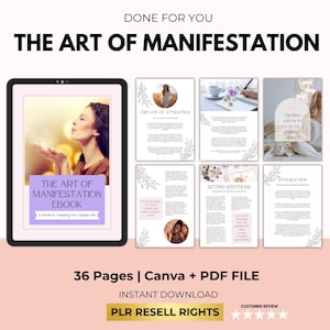 Art of Manifestation eBook mit PLR Wiederverkaufsrechten, Dream Manifestation Ebook, Law of Anziehungskraft Guide, Selbstentwicklungs-Guide, Canva + PDF