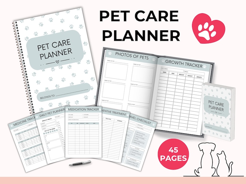 Digitale huisdierverzorgingsplanner met PLR-doorverkooprechten, gezondheidstracker, medische planner, canva + pdf afbeelding 9