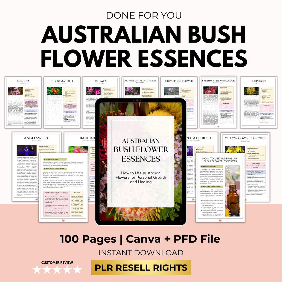 Australian Bush Flower Essences Guide With PLR Resell Right, Flower Essences Ebook, Floral ...