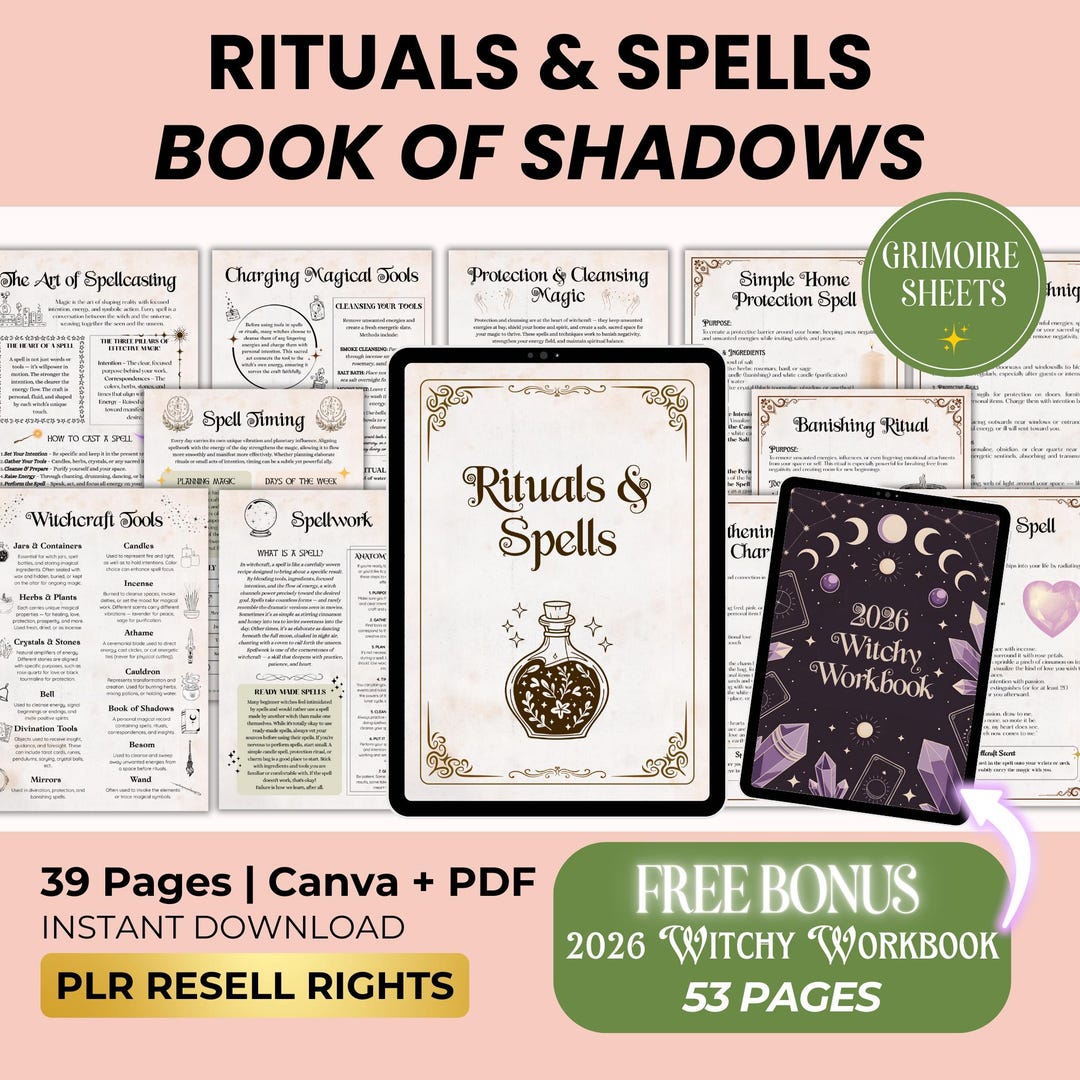 Rituals and Spells Witchcraft, Grimoire Pages, Book of Shadows, Canva ...