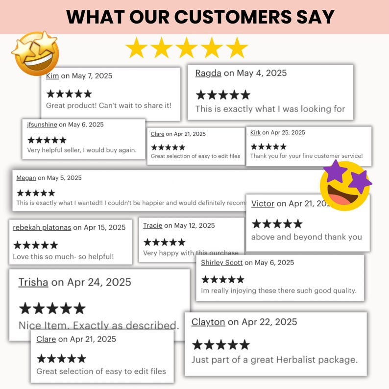Peut inclure: Image pr&eacute;sentant des avis clients avec des &eacute;valuations par &eacute;toiles et du texte. Les avis datent d'avril et mai 2025. Le texte comprend des phrases comme "Great product!" et "Nice Item. Exactly as described."