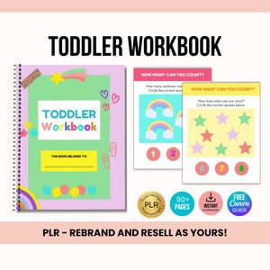 Toddler Workbook with PLR Resell Rights, Toddler Activity Book, Learning Kids Bundle, Educational Pages, Toddler Worksheets, PLR Canva Ebook