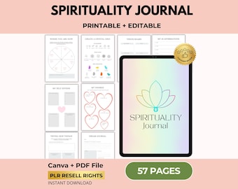 Spirituality Awakening Notizbuch und Planer mit PLR Wiederverkaufsrechten, Energieheilung Workbook, Canva + PDF