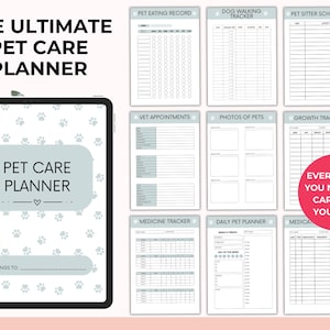 Digitale huisdierverzorgingsplanner met PLR-doorverkooprechten, gezondheidstracker, medische planner, canva + pdf afbeelding 5