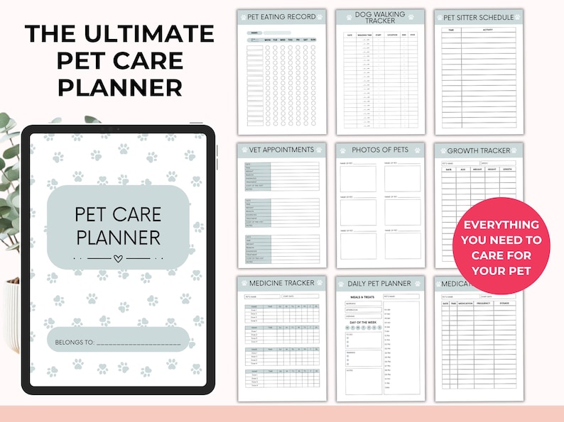 Digitale huisdierverzorgingsplanner met PLR-doorverkooprechten, gezondheidstracker, medische planner, canva + pdf afbeelding 5