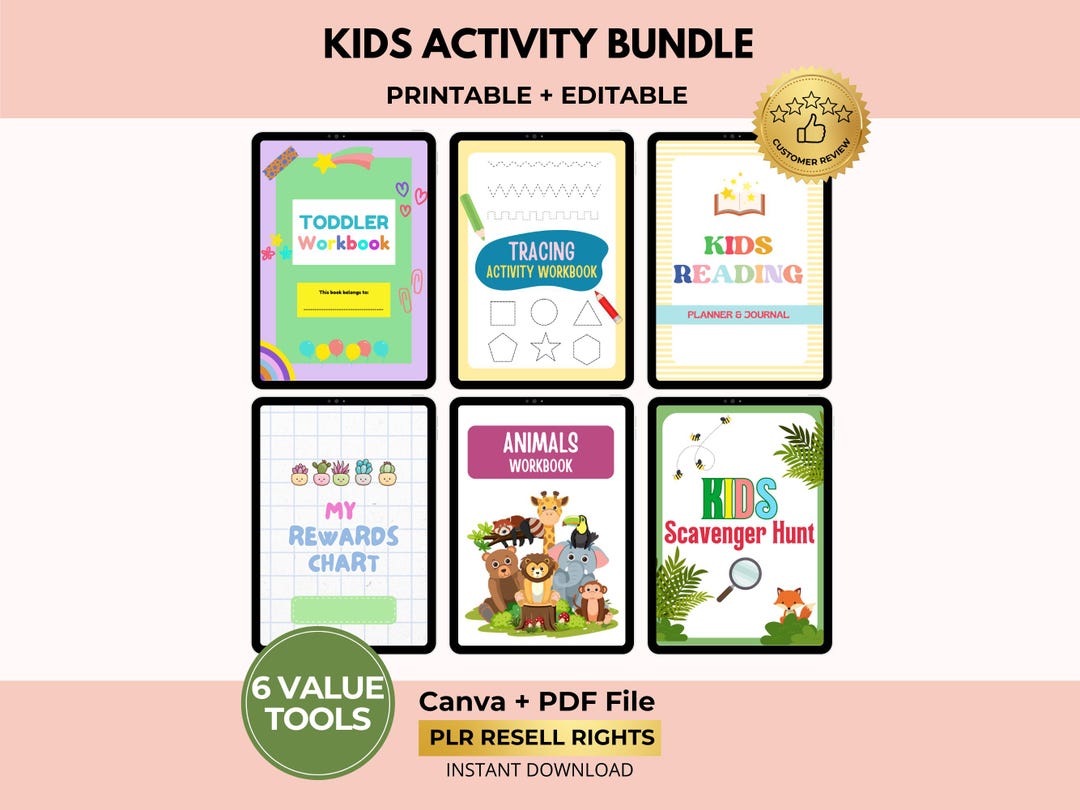 Kids Activity Digital Bundle With PLR Resell Rights, Workbook Education ...