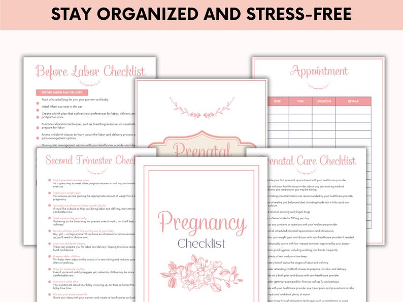 Pregnancy Checklist Planner with PLR Resell Rights, First Time Mom, Canva + PDF image 8