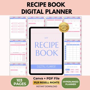 デジタルレシピブックプランナー、Goodnotes、Notability、Canva + PDF用iPadプランナー、PLR再販権