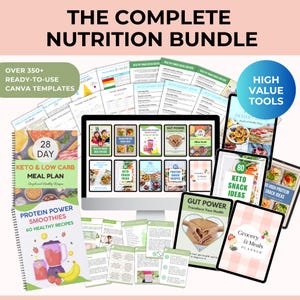 Nutrition Bundle, Keto and Protein Recipes, Meal Plan, Food Chart, Canva + PDF, PLR Resell Rights imagen 10