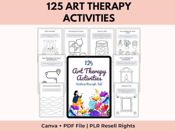 Art Therapy Worksheet Bundle, CBT, DBT, Mindfulness, Therapy Social Work, Mental Health, Canva Pdf, PLR