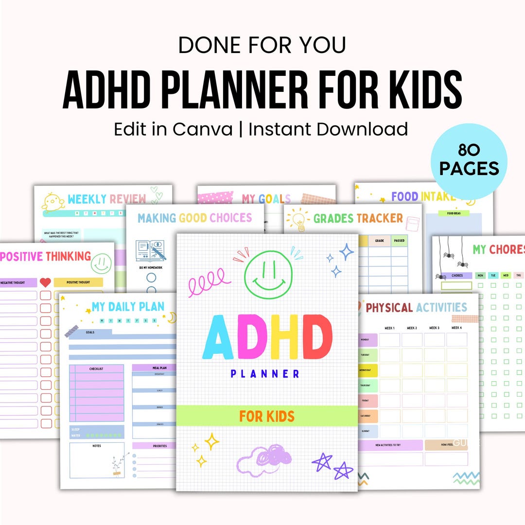 Buy ADHD Digital Planner for Kids With PLR Resell Rights, ADHD Planner ...