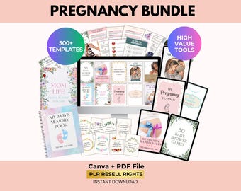 Pregnancy Planner Bundle, Ebooks, Checklists, Canva Template + PDF, PLR Resell Rights