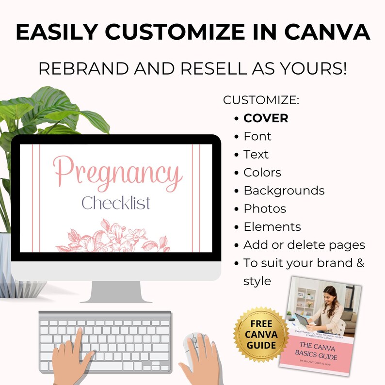 Pregnancy Checklist Planner with PLR Resell Rights, First Time Mom, Canva + PDF image 9