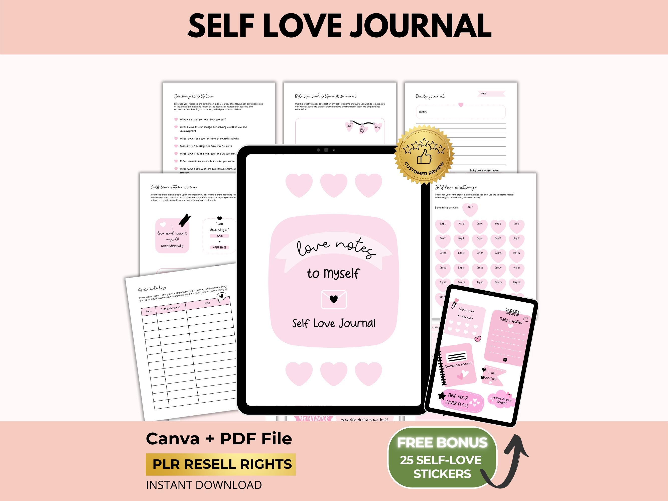 Self Love Journal, Mental Health, Canva Template, PLR Resell Rights ...