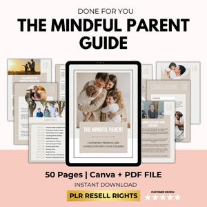 Mindful Parenting Ebook Guide with PLR Resell Rights, Mindful Parenting, Parenthood Guide, Positive Parenting Self Help, Canva + PDF
