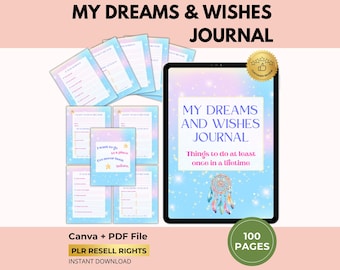 Manifestation Journal, Wishes Planner, Dream Life Workbook, Vision Board, Law of Attraction, Canva + PDF, PLR Resell Rights