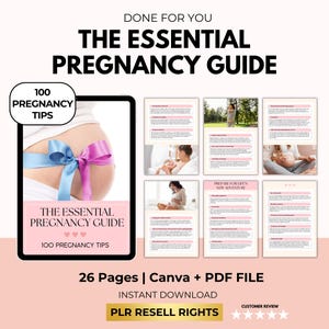 Guia de gravidez para mães com direitos de revenda PLR, 100 dicas de gravidez, recursos de gravidez para novas mães, presente para futuras mamães, Canva + arquivo PDF