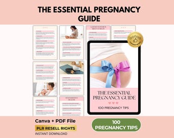 100 Pregnancy Tips with PLR Resell Rights, Pregnancy Guide, Editable Canva Template + PDF