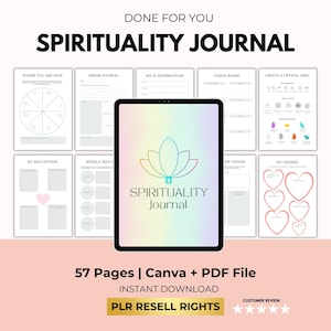 Spiritualität Tagebuch mit PLR Wiederverkaufsrecht, Spirituelles Erwachen Ebook, Energieheilung spiritueller Ratgeber, Spiritualität Planer, Canva Template