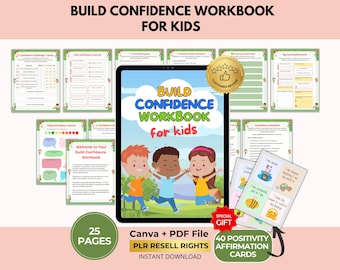 Self-Esteem Workbook for Kids, Confidence Building, Mental Health, CBT Therapy, Canva + PDF, PLR Resell