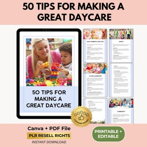 Daycare Startup Ebook with PLR Resell Rights, How to Start a Child Daycare Business, Canva + PDF