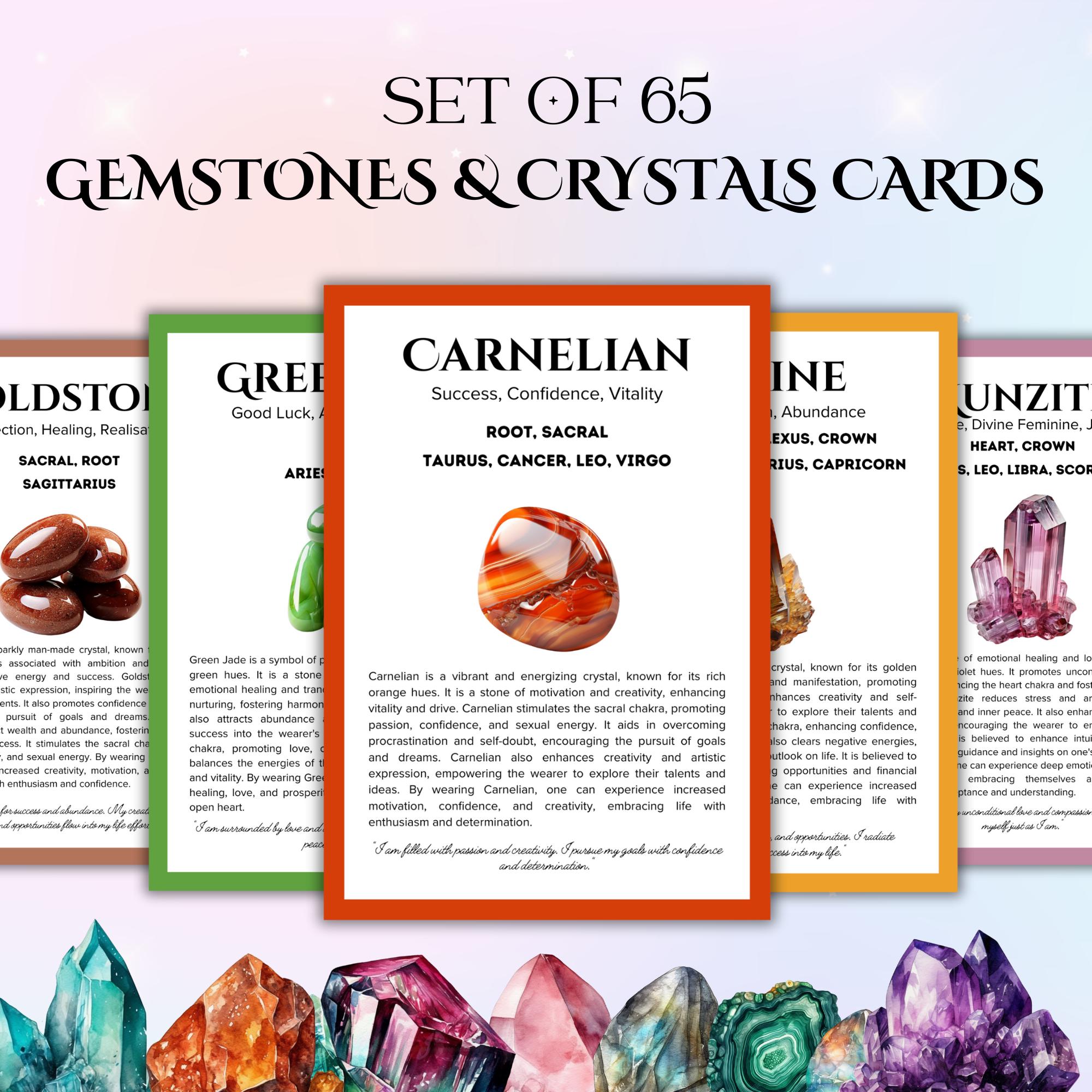 65 Crystal and Gemstone Information Cards, Gemstone Meaning Cards