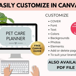 Digitale huisdierverzorgingsplanner met PLR-doorverkooprechten, gezondheidstracker, medische planner, canva + pdf afbeelding 7