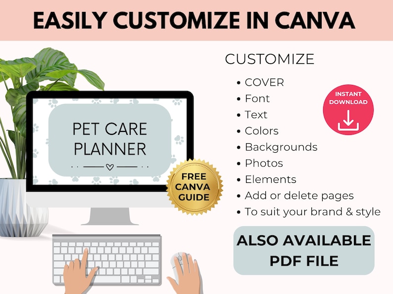 Digitale huisdierverzorgingsplanner met PLR-doorverkooprechten, gezondheidstracker, medische planner, canva + pdf afbeelding 7