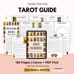 Guida per principianti ai tarocchi, guida pratica ai tarocchi stampabile, significati delle carte, lettura, spread, cheat sheet, modello Canva, diritti di rivendita PLR