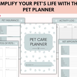 Digitale huisdierverzorgingsplanner met PLR-doorverkooprechten, gezondheidstracker, medische planner, canva + pdf afbeelding 4