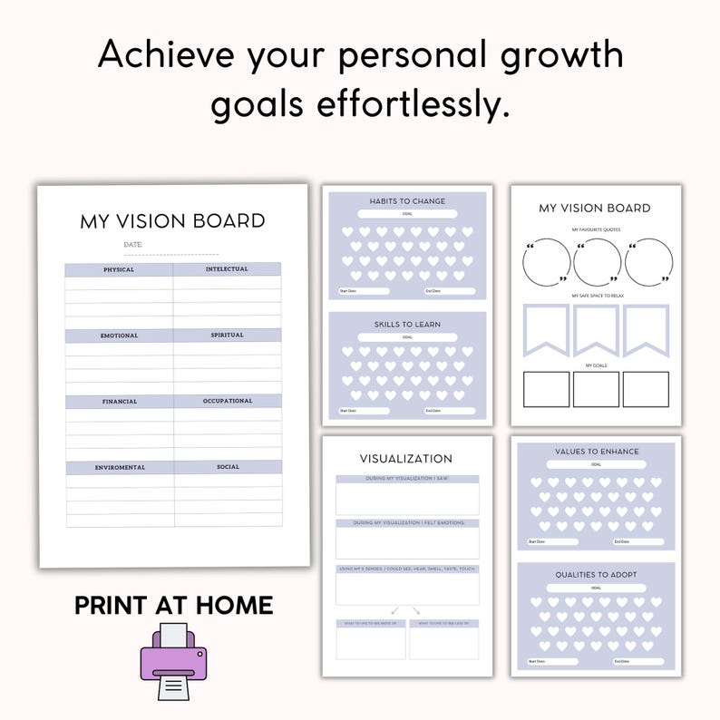 Vision Board Journal, Dream Manifestation, Law of Attraction, Goal Planning, Canva + PDF, PLR Resell Rights image 3
